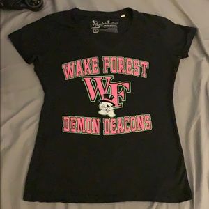 Wake Forest t-shirt with pink & green lettering
